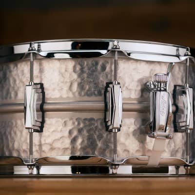 LUDWIG 14 X 6.5 LA405K ACROPHONIC HAMMERED ALUMINIUM SNARE DRUM, LIMITED EDITION image 13