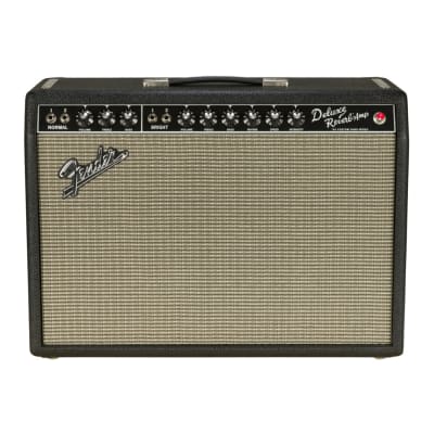 Fender 64 Custom Deluxe Reverb 20W 1x12 Inch Tube Combo Amplifier with Footswitch and Amp cover (Black and Silver) for sale
