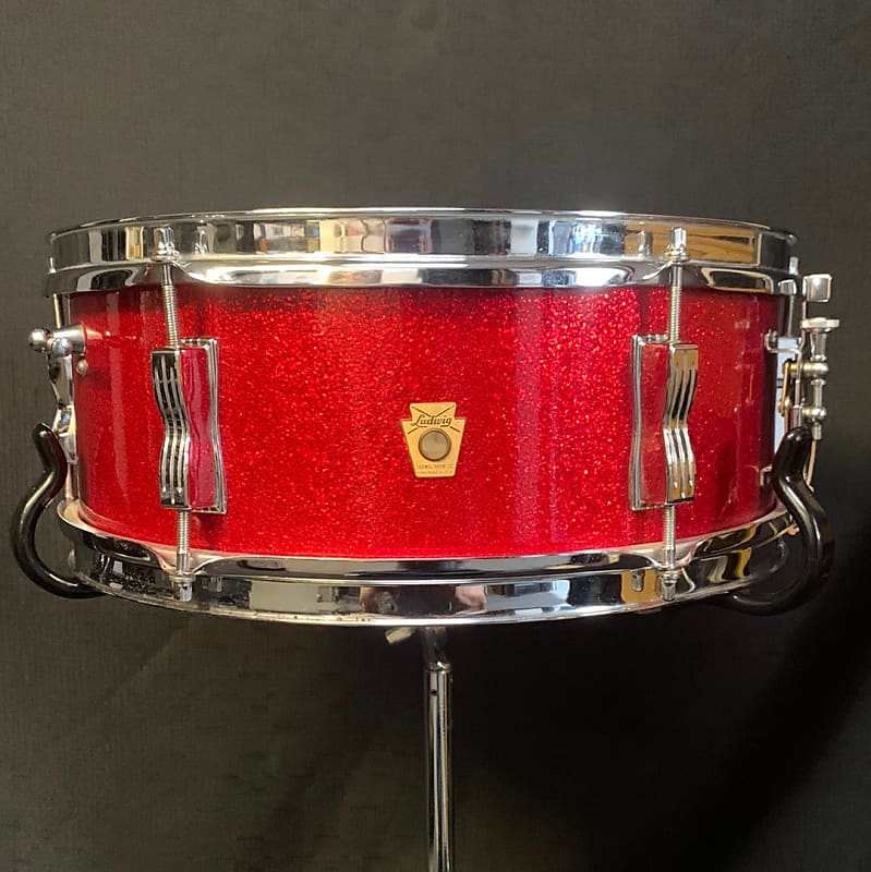 Vintage 1964 Ludwig No. 491 Pioneer 5x14 6-Lug Snare Drum w/ Case - Red  Sparkle 092523