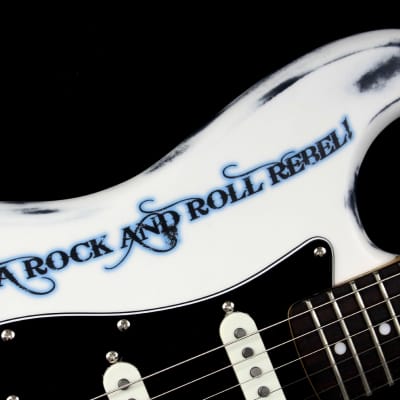 Custom Painted and Upgraded Fender Squier Bullet Strat Series - Aged and Worn with Custom Graphics image 9