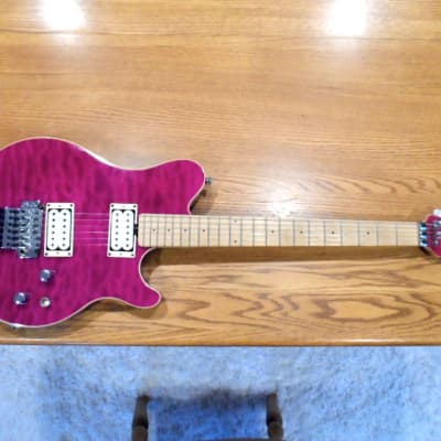 Sterling AX40 AX-40 by Ernie Ball Music Man with D DiMarzio DP159FW Evolution Bridge & DP158FW Neck Humbucker Pickups F-space White 4 Conductor Ceramic Trans Transparent Purple Pink Quilt Curly Flame Top Basswood Body Translucent DP159 DP158 image 2