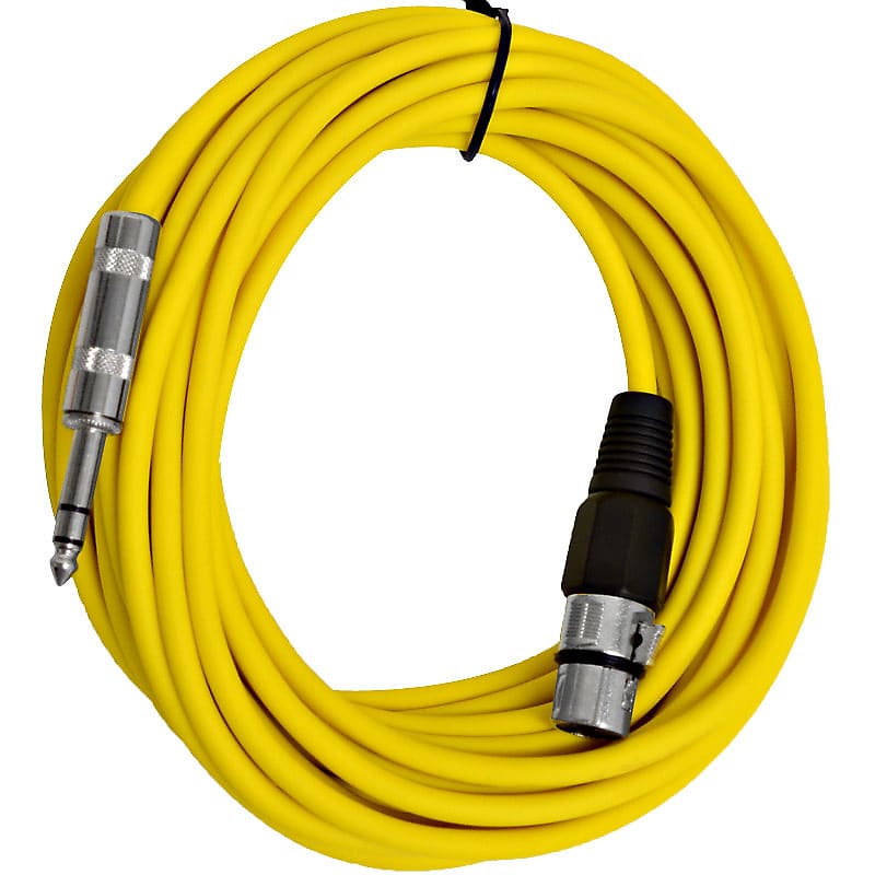SEISMIC AUDIO - 25 Ft Yellow XLR Female to 1/4" TRS Patch Cable Snake Cords -NEW image 1