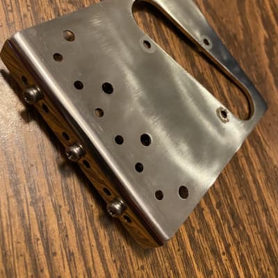 Hipshot USA Stainless Steel Telecaster Bridge, 4 hole and 3 Brass compensated saddles image 3