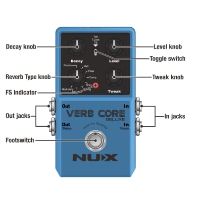 NuX Verb Core Deluxe Reverb Pedal 8- Reverb modes.  New! image 7