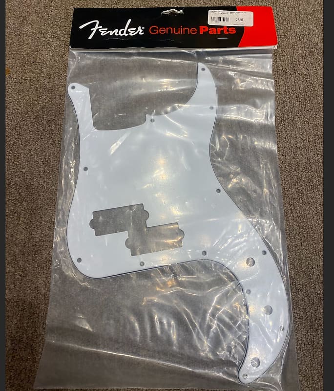 Fender Precision Bass Pickguard, 3-ply, Standard, White image 1
