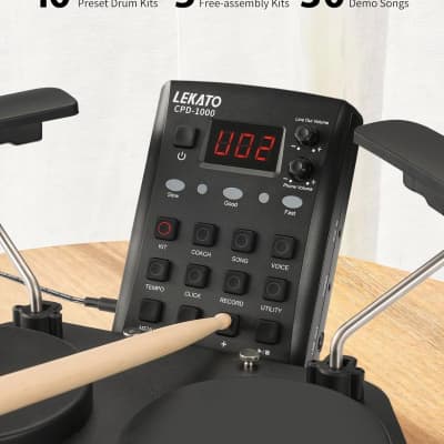 LEKATO Electronic Drum Set Portable Electric Drum Set for | Reverb