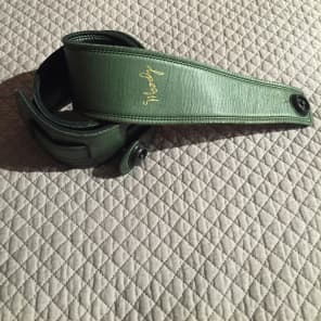 Moody Leather 2.5" Leather Backed Guitar Strap   Standard Green