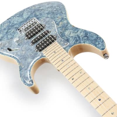 T's Guitars DST-Pro24 Burl Maple Top (Trans Blue Denim) image 5