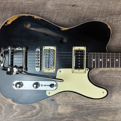 MyDream Partcaster Custom Built - Relic Black Thinline Gibson Scale Duesenberg image 3
