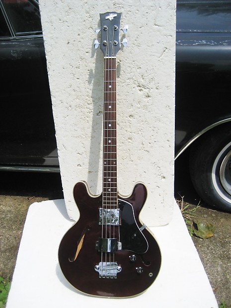 Conqueror EB-2 Bass Guitar, 1960's, Japan, Burgandy, Very Cool image 1
