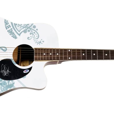 Ashlee Simpson Autographed 1/1 Custom Graphics Photo Guitar PSA image 2