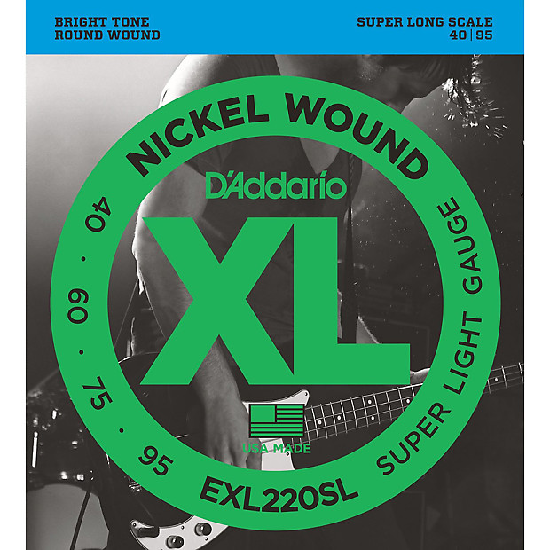 D'Addario EXL220SL Nickel Wound Bass Guitar Strings Super Light 40-95 Super Long  Scale image 1