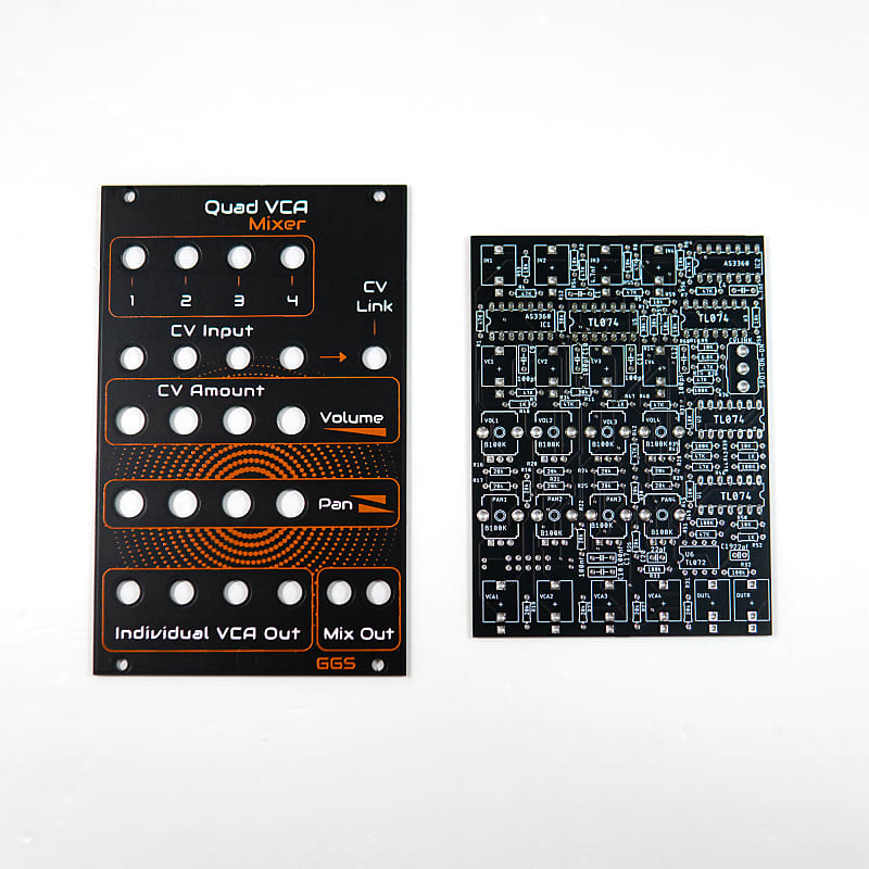 GGS Quad VCA / Stereo Panning Mixer for Eurorack (PCB and Front Panel Only) image 1