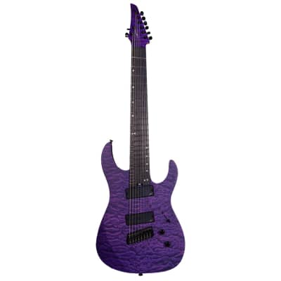 Legator N8FSS Ninja 8 Super Shred 8-String Multi-Scale Guitar, Satin Quilted Maple Purple for sale