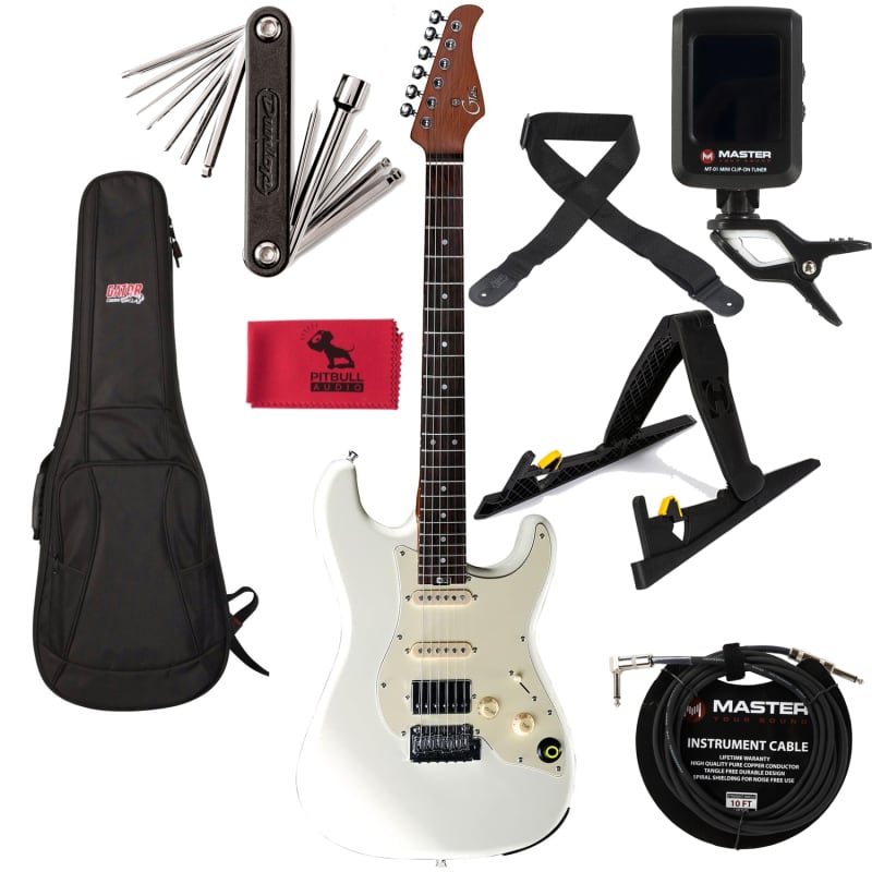 Mooer GTRS S800 Intelligent Guitar, Standard White w/ Bag, Cable 