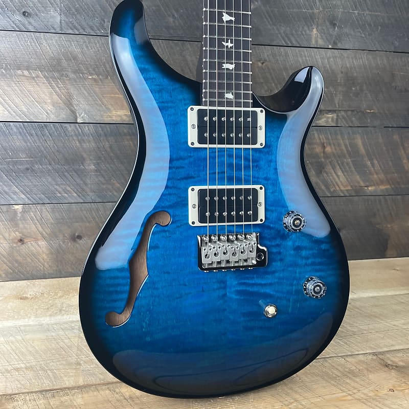 PRS CE 24 Semi-Hollow Black Neck Custom Color - Sapphire | Reverb