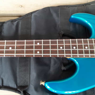 Used Valley Arts California Pro Electric Bass Guitar w/ Fender Gig Bag! Rare Blue Finish, EMG Pickups! image 6