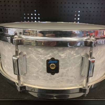 Leedy Elite Standard 5x14 Snare Drum 2000’s White Marine Pearl image 1