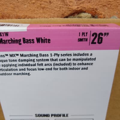 2 Evans MX1 White Marching Bass Drum Heads, 26 Inch...NEW! image 3