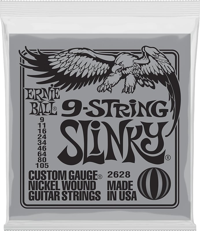 Ernie Ball 2628 Regular Slinky Nickel Wound Electric Guitar Strings - .009-.105 9-string image 1
