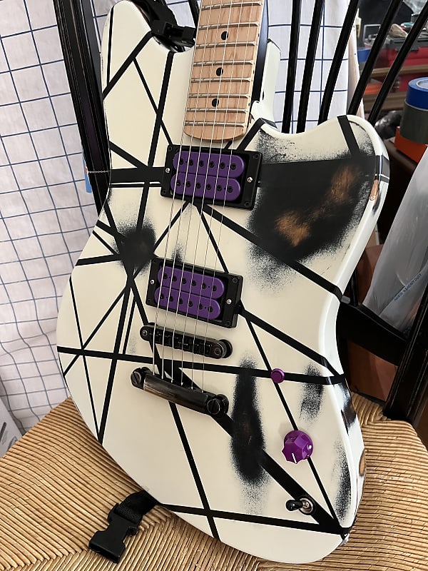 Moniker USA Zuma EVH style Black & white Striped Relic, Reverb