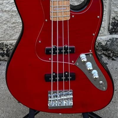 GAMMA Custom Bass Guitar J22-02, Beta Model, Quilted Flame Red image 2