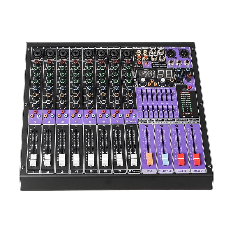 TRITON-TX802 | 8-Channel Professional Audio Mixer with 99 DSP, USB MP3  Bluetooth, Dual 7-band EQ, 48V Phantom Power & Mute, Recording