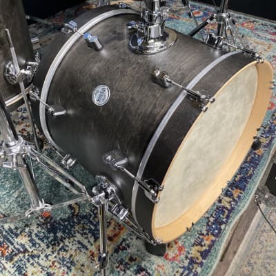 Russ McKinnon's (Barry Manilow, Tower of Power) PDP Concept Maple Classic Bop 3-piece Set - Satin Walnut with Wood Hoops image 5