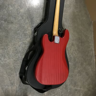Memphis P-Bass Vintage 4-String Guitar Precision, Red and Black - W/ Black Strap image 9