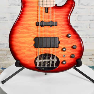 New Lakland Skyline 55-02 Deluxe 5 String Electric Bass Quilt Maple Top Honey Burst image 1