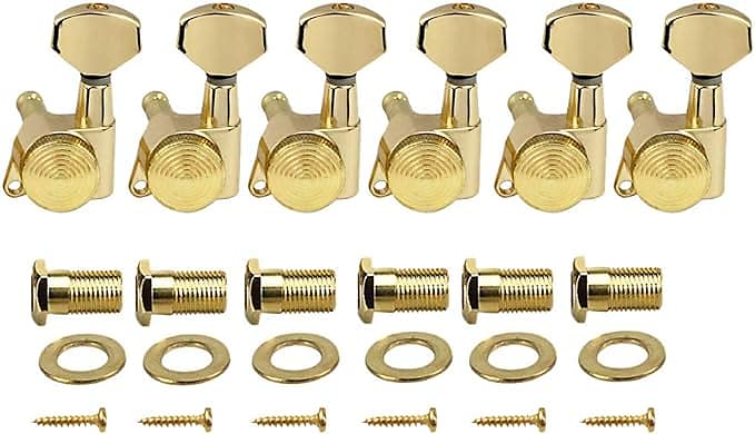 fleor golden 6-in-line locking tuners guitar tuning pegs 6l