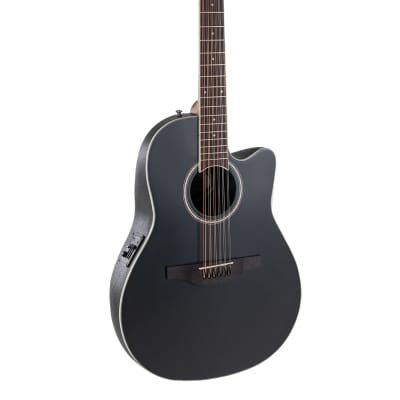 Ovation Applause AB2412-5S E-Acoustic Guitar AB2412II Mid Cutaway 12-string Black Satin image 1