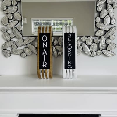 ON AIR Vertical 14" Sign Cedar look studio 3D Raised Art deco Lettering Free Shipping image 4