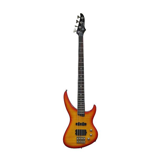 Luna Guitars Andromeda Flame Bass Guitar (Transparent Amber) Reverb