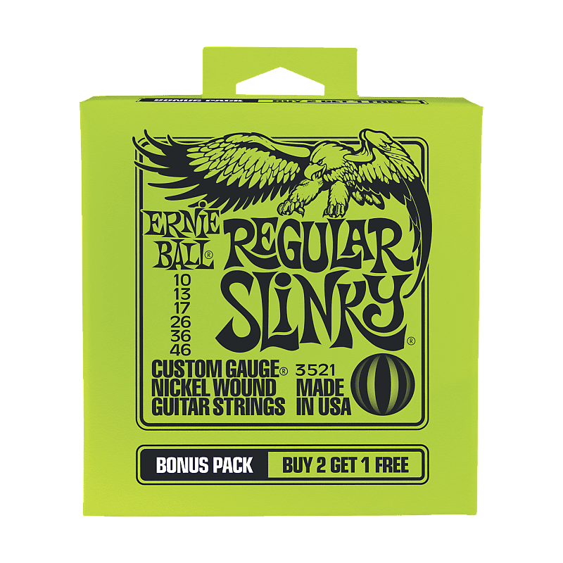 Ernie Ball P03521 Regular Slinky Nickel Wound Electric Guitar Strings Bonus Pack image 1
