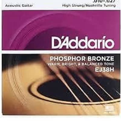 D'Addario EJ38H Phosphor Bronze Acoustic Guitar Strings, High Strung/Nashville Tuning, 10-27 image 1