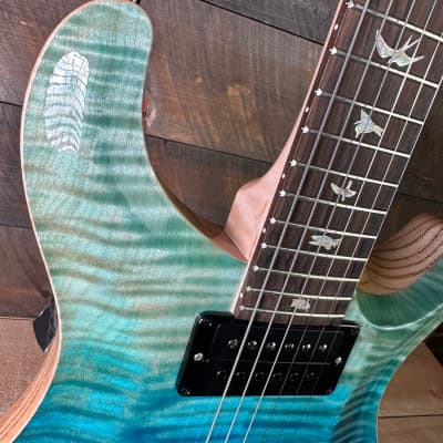 PRS Custom 24 Wood Library Flame Maple 10-Top  Stained Maple Neck Swamp Ash Back - Blue Fade 363699 image 5