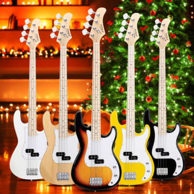 Glarry GP II Electric Bass Guitar with Wilkinson Pickup, Warwick Bass Strings, Bone Nut 2020s Yellow image 3