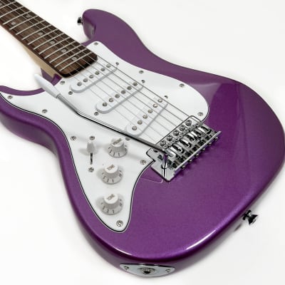 SX 1/2 Size Left Handed Electric Guitar Package w/Bag & Headph amp RST 1/2 MPP Metallic Purple Left image 7