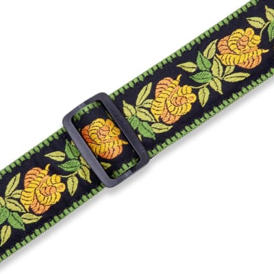 Levy's MC8JQ 2" Cotton Guitar Strap with Woven Rosa Yellow Floral Pattern image 4