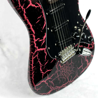 Custom Crackle Painted and Upgraded Fender Squier Affinity Strat With Gig Bag image 2