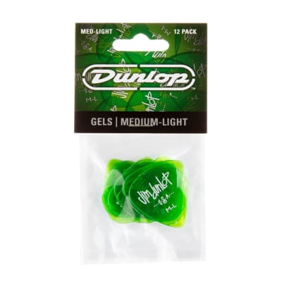 Dunlop Gels Green Medium-Light Picks (12-Pack), Vivid Translucent Polycarbonate image 1