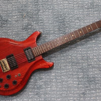 Vintage 1980s Lotus Falcon Guitar MIJ Teisco Matsumoku Beautiful Exceptional Design Washburn Style Stained Wine Red for sale