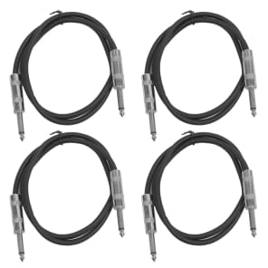 Seismic Audio SASTSX-3-4BLACK 1/4" TS Male to 1/4" TS Male Patch Cables - 3' (4-Pack)