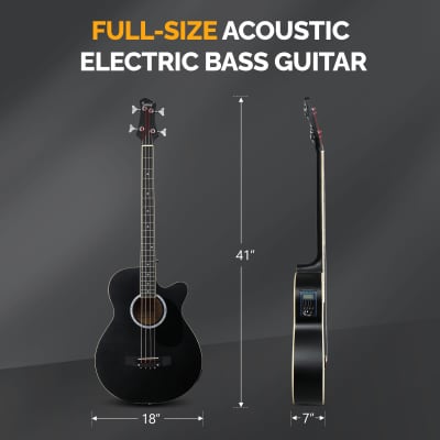 Glarry GMB102 44.5 Inch EQ Acoustic Bass Guitar Matte Black image 6