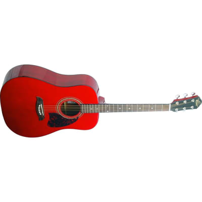 Oscar Schmidt OG2TR Dreadnought Acoustic Guitar, Trans Red image 2