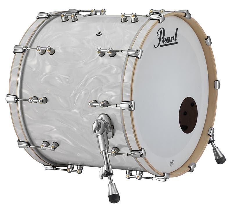 Pearl Music City Custom Reference Pure 22"x14" Bass Drum w/BB3 Mount WHITE SATIN MOIRE RFP2214BB/C722 image 1