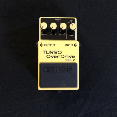 Boss OD-2 Turbo Overdrive Vintage MIJ Black Label 1986 Yellow | Reverb