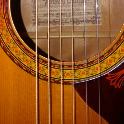 Terada FW505 Dreadnought Acoustic Guitar Vintage 1970s Cherry Sunburst Hummingbird Copy w/case image 10