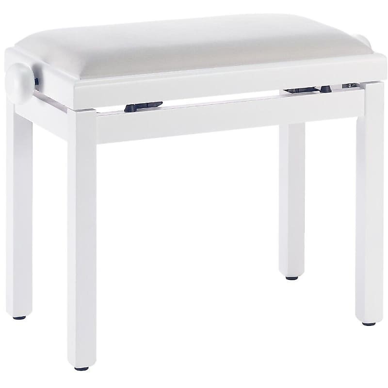 Stagg PB39 WHM VWH Adjustable Height Matt White Piano Bench with White Velvet Top image 1